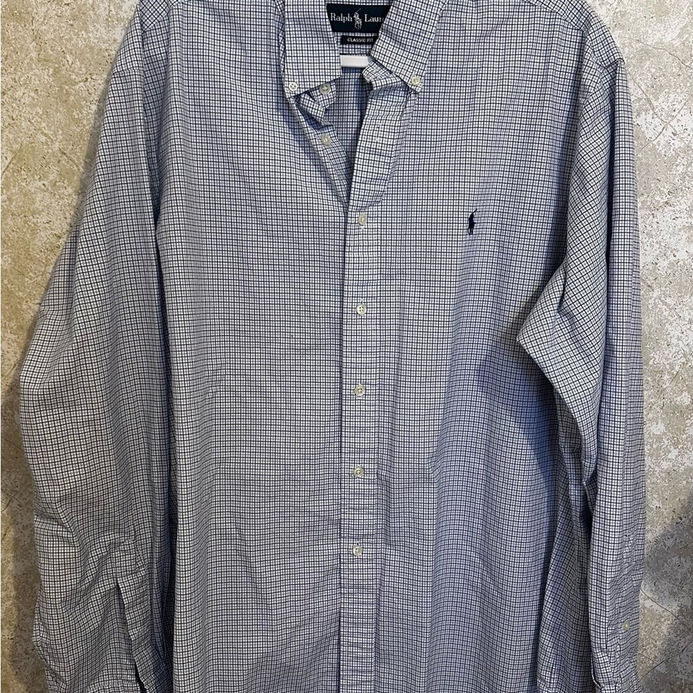 Ralph Lauren Men's Navy Plaid Button-Down Shirt A101